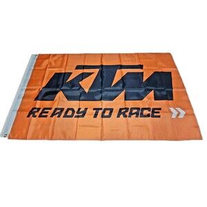 KTM Motorcycle Logo Flag Banner 3x5 ft Mancave Garage Flag MX/SX Ready To Race